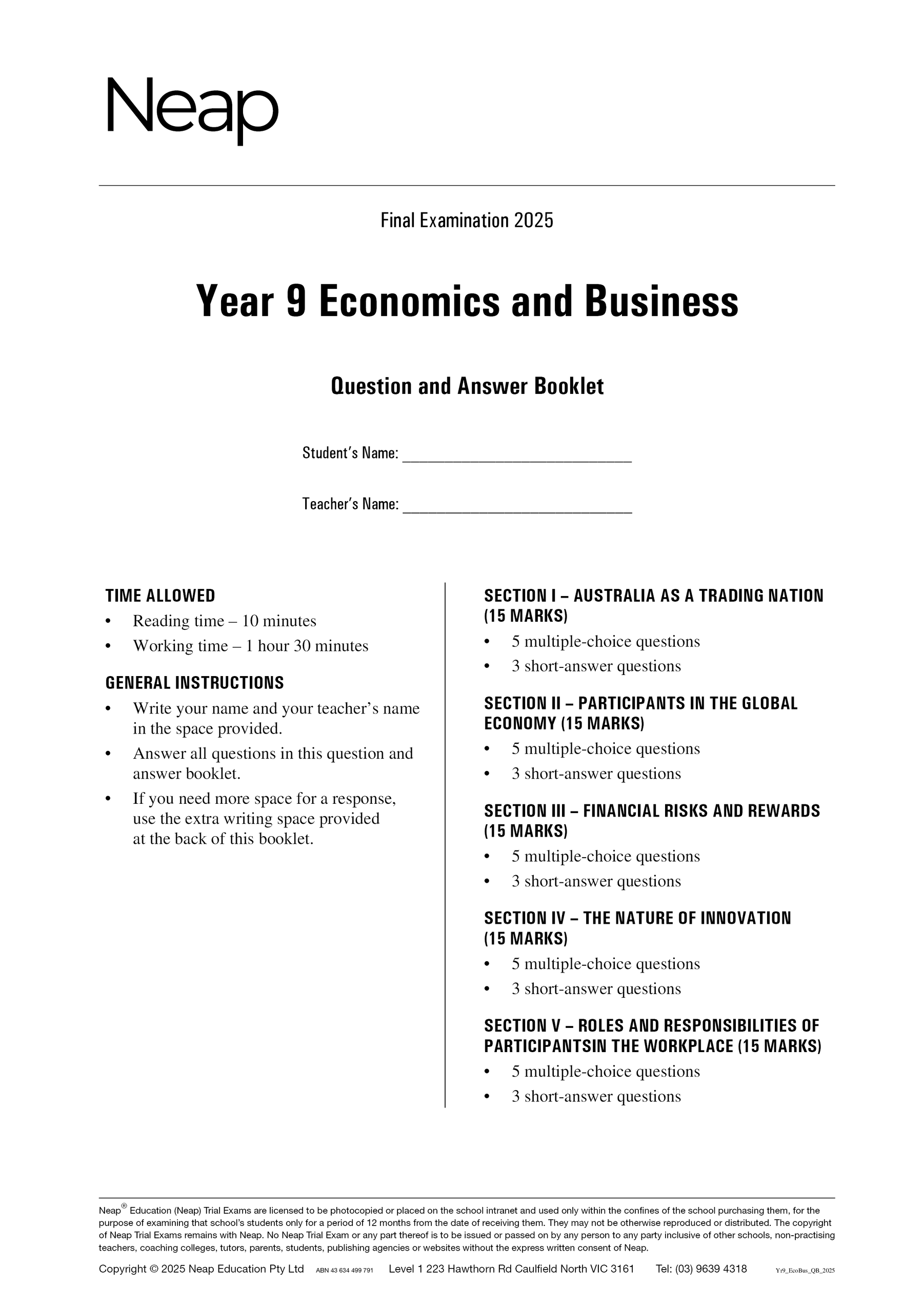 Year 9 Business and Economics