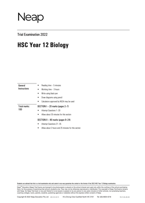 Neap Practice Exam Pack: NSW Year 12 Biology (3 Exams)