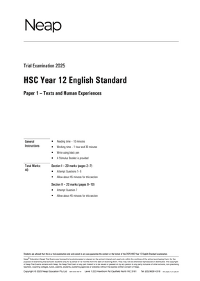 HSC English Standard Year 12 Trial Exams