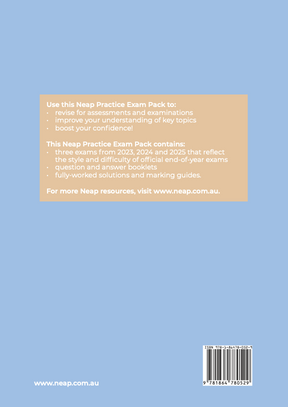 Practice Exam Pack for HSC Year 11 Biology 2026 Edition by Neap, back cover with text details and barcode.