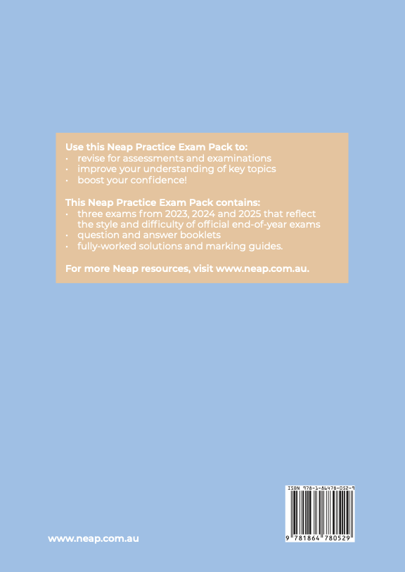 Practice Exam Pack for HSC Year 11 Biology 2026 Edition by Neap, back cover with text details and barcode.
