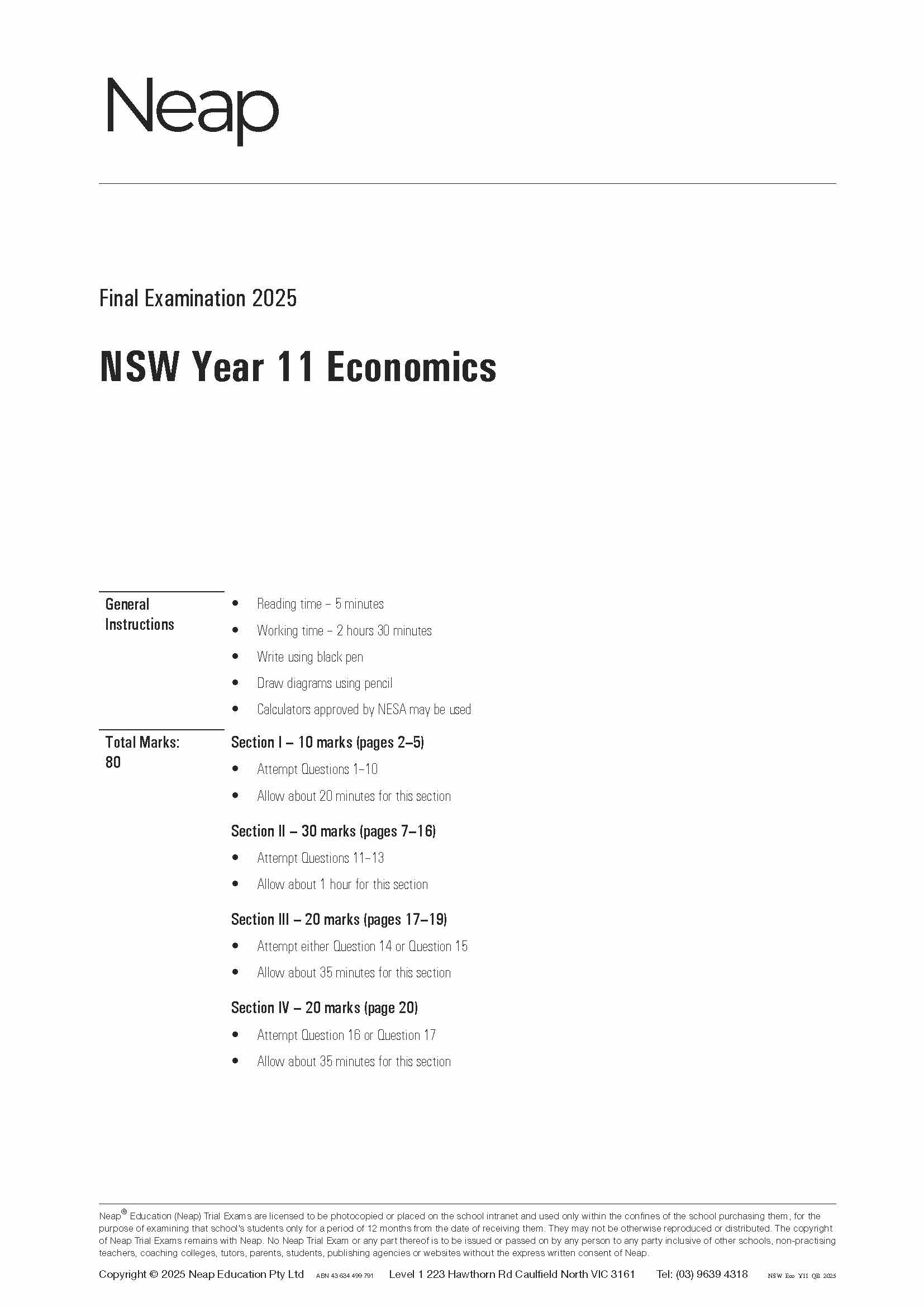 HSC Economics Year 11