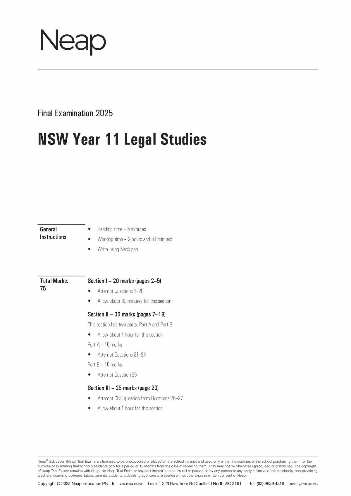 HSC Legal Studies Year 11 Trial Exams