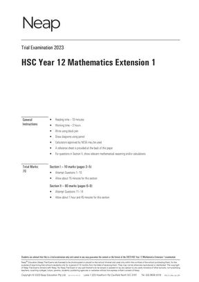 Neap Practice Exam Pack: HSC Year 12 Mathematics Extension 1 2026 Edition (3 Exams)