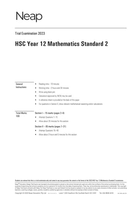Neap Practice Exam Pack: NSW Year 12 Mathematics Standard 2 2026 Edition (3 Exams)