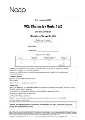 Neap Practice Exam Pack: VCE Chemistry Units 1&2 (2 Exams)
