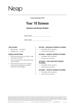 Neap Practice Exam Pack: Year 10 Science (3 Exams)