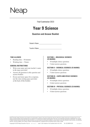 Neap Practice Exam Pack: Year 9 Science (3 Exams)
