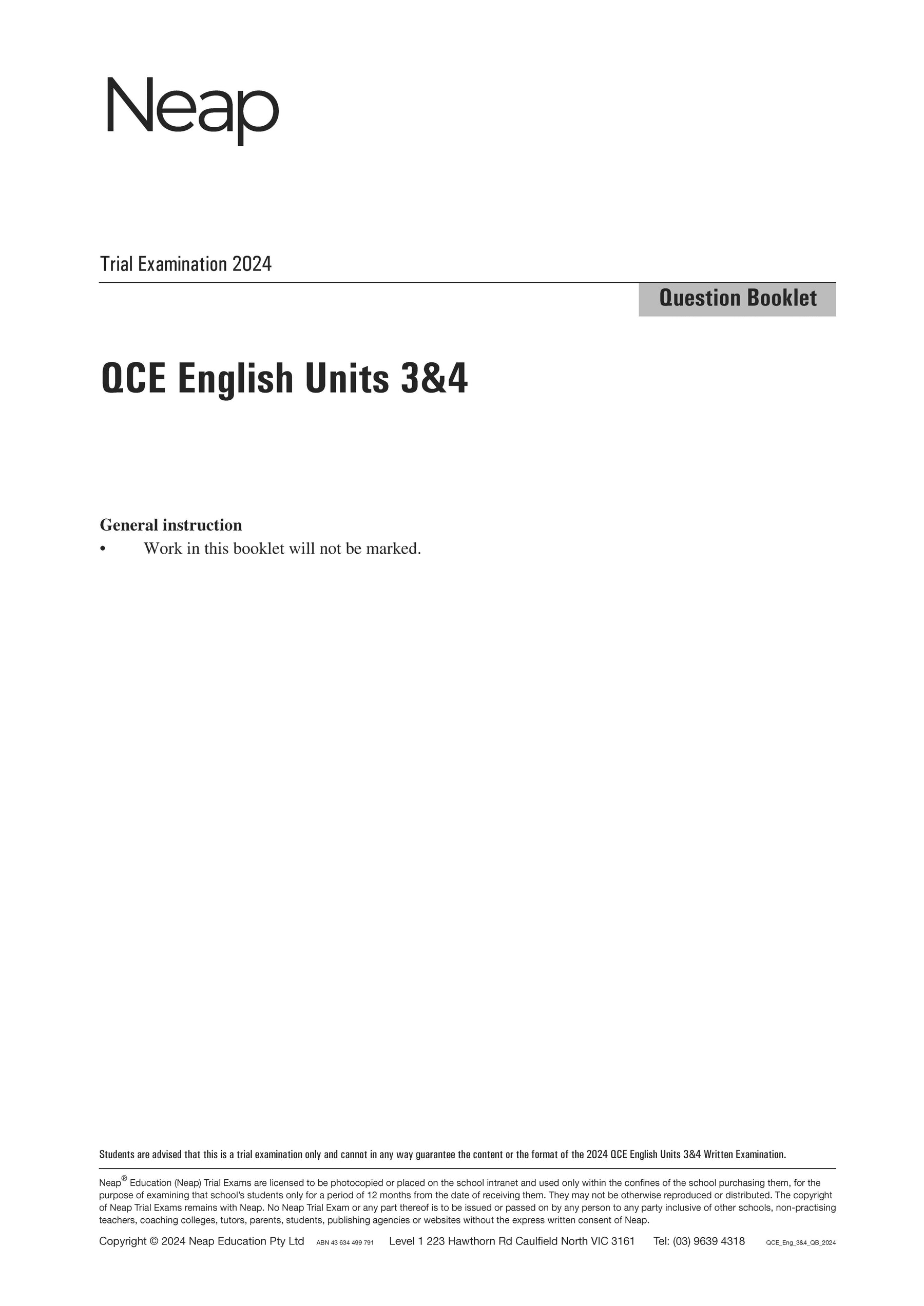 QCE English Units 3&4 Trial Exams