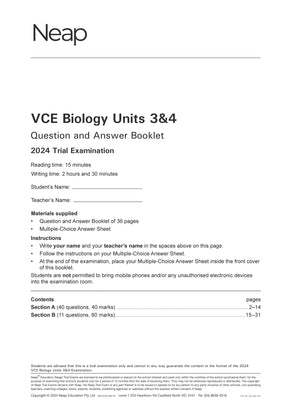 Neap Practice Exam Pack: VCE Biology Units 3&4 (3 Exams)