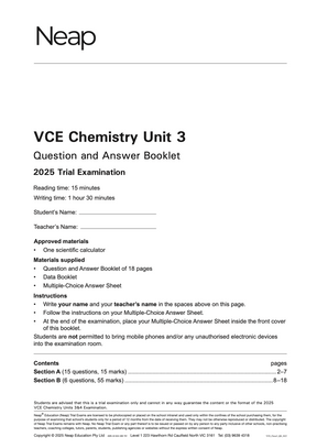 VCE Chemistry Units 3&4 Trial Exams