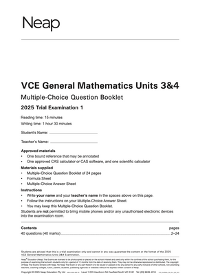 Neap Practice Exam Pack: VCE General Mathematics Units 3&4 2026 Edition (3 Exams)