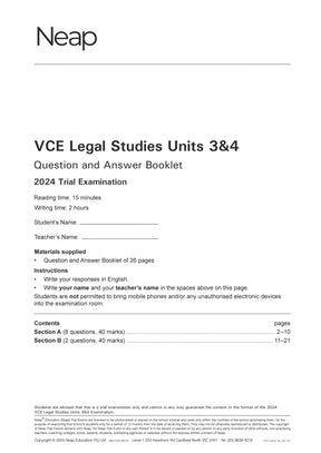 VCE Legal Studies Units 3&4 Trial Exams