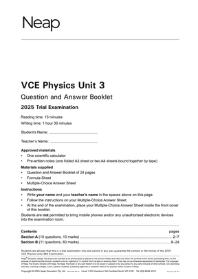VCE Physics Units 3&4 Trial Exams