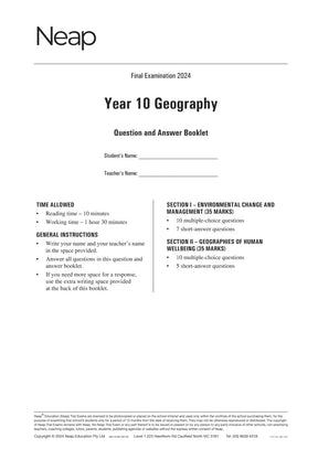 Year 10 Geography Trial Exams